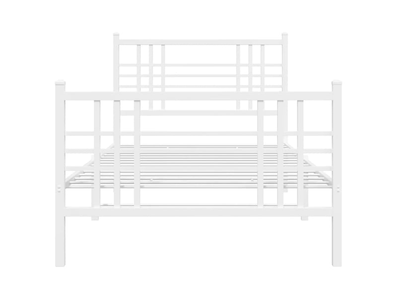  Lit simple- lit adulte -  cadre de lit métal sans matelas et pied de lit blanc 100x200 cm  - Conforama C