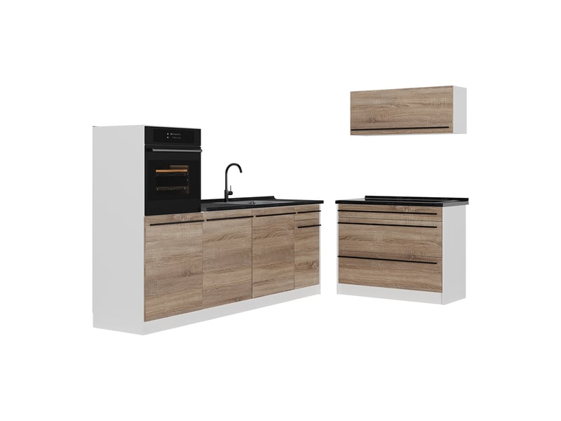  Vicco cuisine, sonomablanc, 220cm plan de travail anthracite  - Conforama A