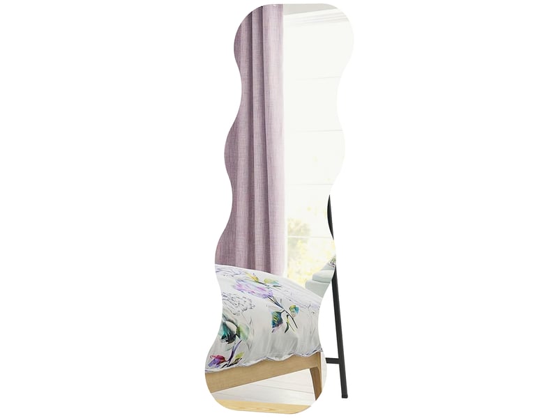  Miroir sur pied ondulé sans cadre avec socle en bois noir 50 x 2,7 x 160 cm  - Conforama B