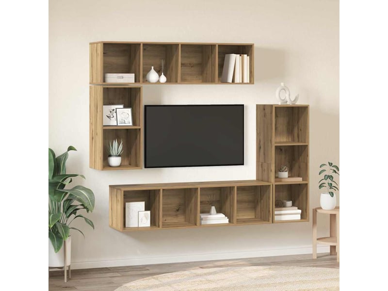  Ensemble meuble tv - banc tv - meuble de rangement 4 pcs chêne artisanal bois d'ingénierie  - Conforama B