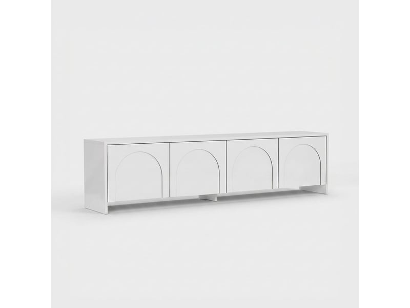  Support tv mobile moderne de 180 cm avec portes aurelia - blanc  - Conforama A
