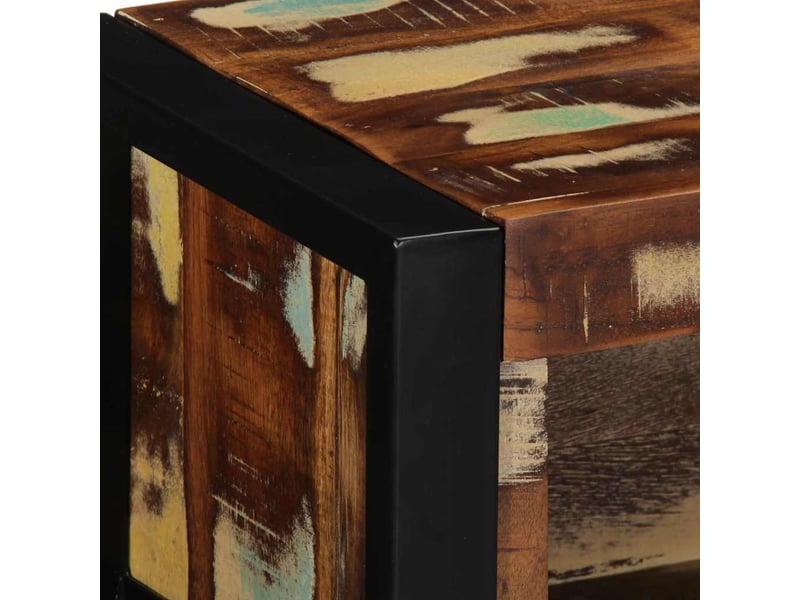  Meuble tv - banc tv - meuble de rangement multicolore 80x30x25 cm bois de récupération solide  - Conforama E