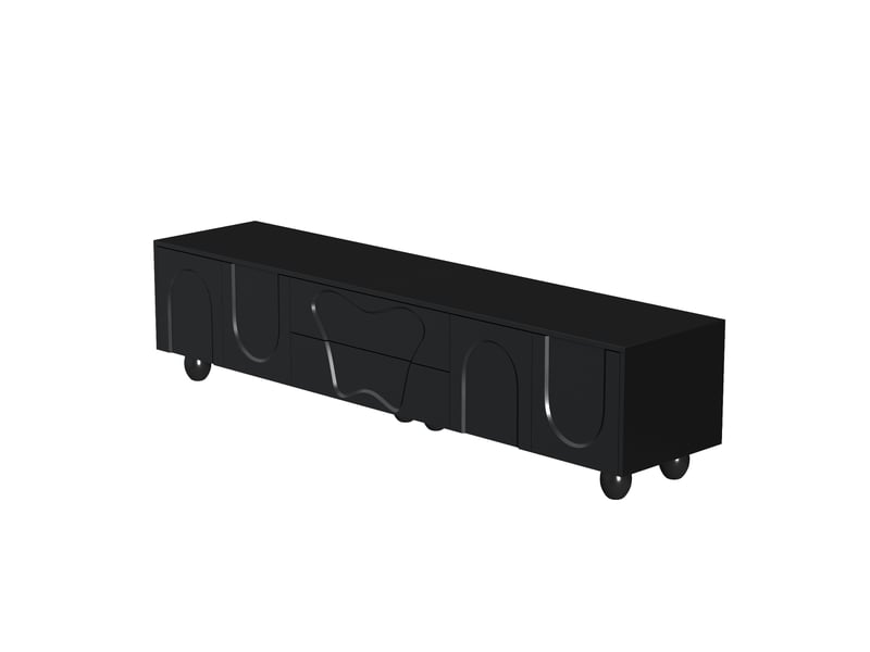  Meuble tv noir, rangement, design moderne, structure robuste, finition haut de gamme, entretien facile - 180x40x42cm - salon  - Conforama D