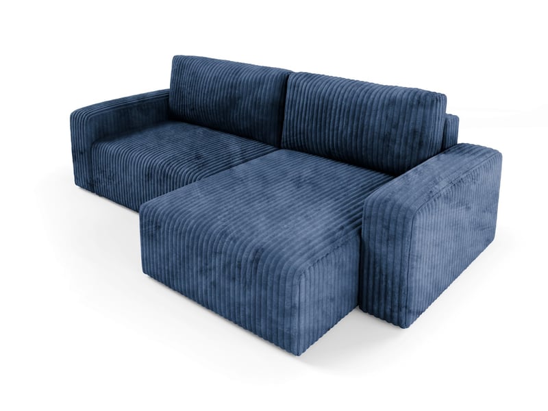  Canapé d'angle convertible cord fano bleu  - Conforama C