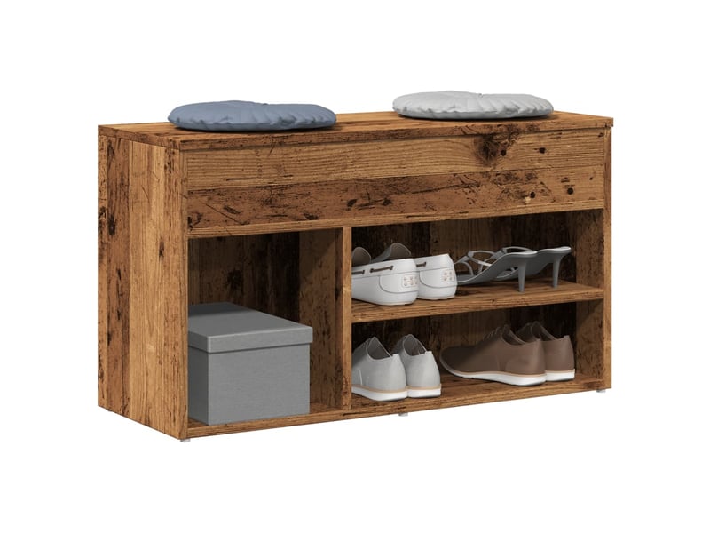  Banc à chaussures, meuble à chaussures vieux bois 80x30x45 cm bois d'ingénierie  - Conforama B