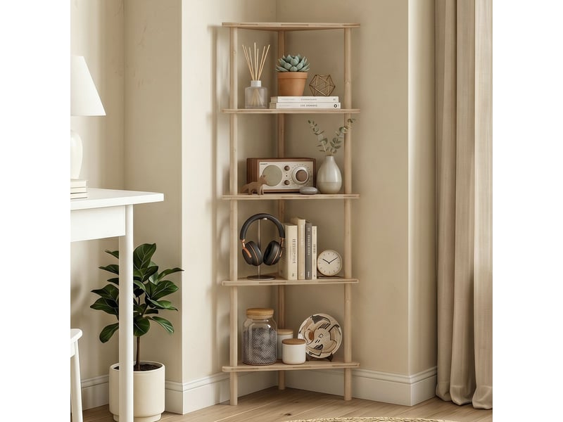  Étagère d'angle en bambou à 5 niveaux, 41,5 x 21,5 x 114 cm, bois  - Conforama D