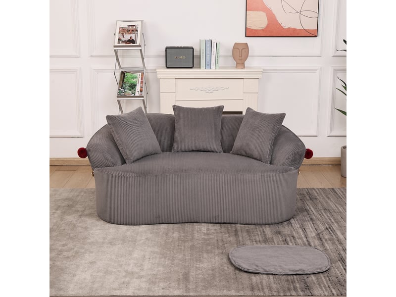  Canapé droit 2 places en cordonnet, design chapeau de clown, coussins et tapis pour animal inclus, ambiance chaleureuse et confortable  - Conforama E