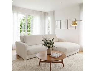 Canapé venezia laine bouclée angle d blanc cassé 3 pl
