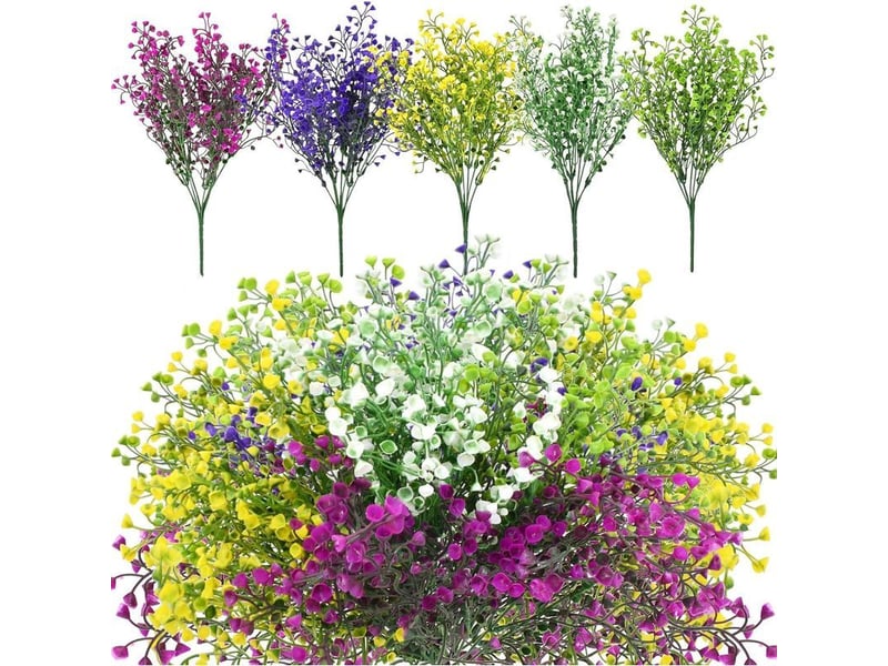 5pcs fleurs artificielles deco, artificiels fleur d'arbustes,plastique fleurs,bouquet de fleurs,fausse fleur decoration pour mariage maison jardin exterieur interieur balcon arrangement floral - Conforama A