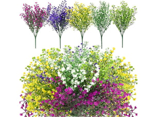 5pcs fleurs artificielles deco, artificiels fleur d'arbustes,plastique fleurs,bouquet de fleurs,fausse fleur decoration pour mariage maison jardin exterieur interieur balcon arrangement floral
