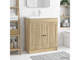 Armoire sous évier de salle de bain, meuble de rangement chêne sonoma shl8038