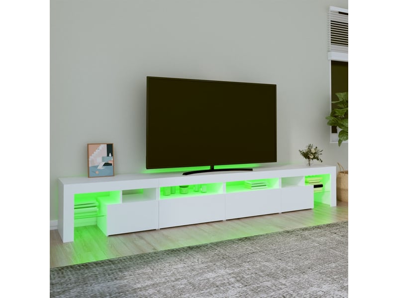  Meuble tv - banc tv - meuble de rangement avec lumières led blanc 260x36,5x40 cm  - Conforama D