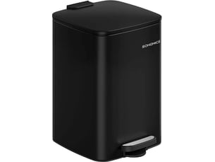Poubelle de cuisine à pédale 34 x 28,5 x 40,4 cm avec seau intérieur pratique design moderne en acier noir 12_0011581