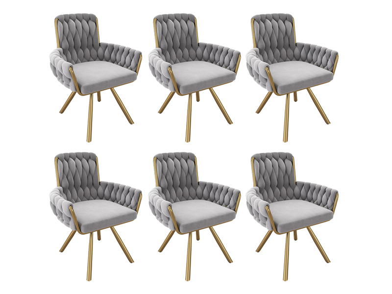Lot de 6 chaises de salle à manger pivotantes 360° en velours gris - Conforama A