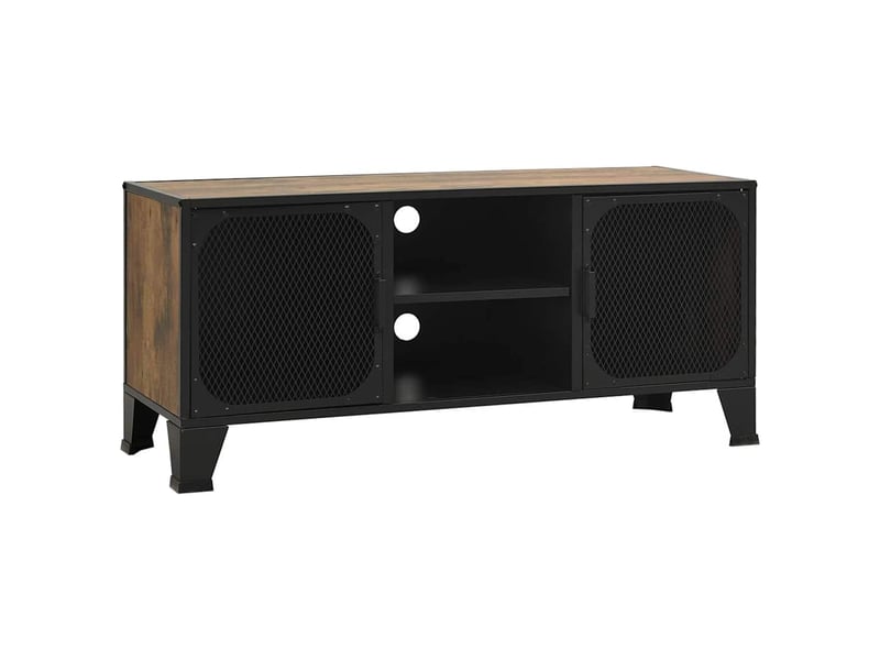  Meuble tv - banc tv - meuble de rangement marron rustique 105x36x47 cm métal et mdf  - Conforama A