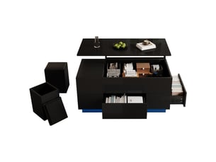 Table basse rectangulaire coloris noir <strong>MERAX</strong> <strong>table basse noir</strong> - 50 cmx100 cm