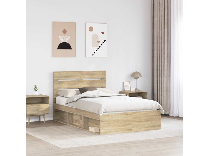  Lit double- lit adulte -  cadre de lit sonoma 120 x 190 cm bois de pin massif  - Conforama B