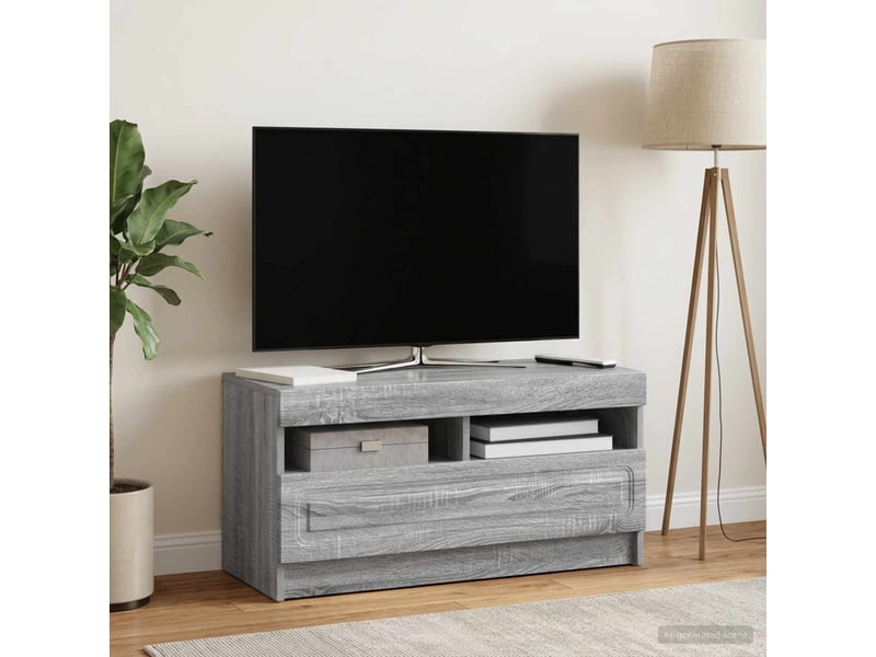 Meuble tv - banc tv - meuble de rangement led sonoma gris bois d'ingénierie - Conforama B