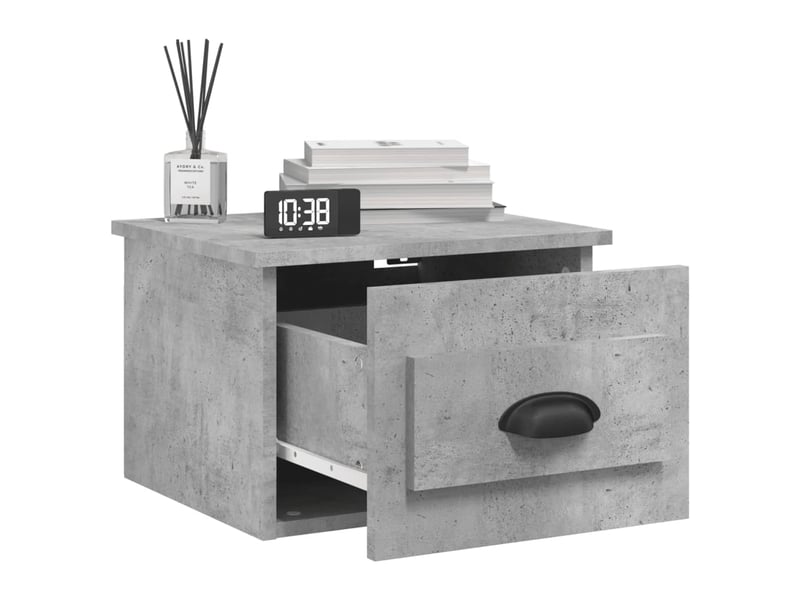  Table de chevet - cabinet de chevet - table de nuit murale gris béton 50x36x40 cm  - Conforama C