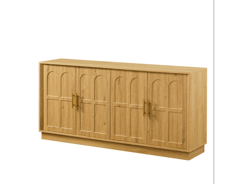  Grand meuble couleur naturelle 169 cm à façade cintrée - rangement spacieux - 169x40x80 cm  - Conforama A