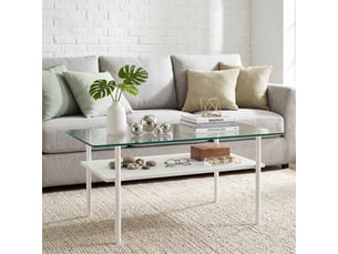 Table basse rectangulaire coloris blanc STILVORA  - 57.7 cmx97.7 cm