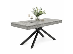 Table à manger extensible, 140-180x80x76 cm, salle à manger, design moderne, plateau mdf, piètement métal, coloris gris