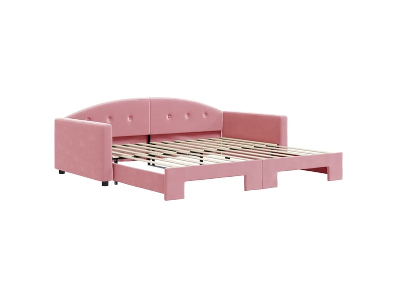  Lit simple- lit adulte -  lit de jour avec lit gigogne rose 100x200 cm velours  - Conforama A