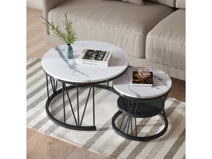 Table basse rond(e) coloris blanc <strong>SANS MARQUE</strong> <strong></strong>