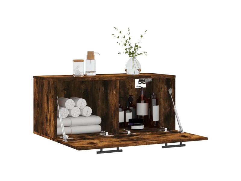  Armoire murale salon, meuble de rangement chêne fumé 80x36,5x35 cm bois d'ingénierie  - Conforama D