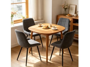 Lot de 4 chaises de salle à manger 52.5×43×81.5cm, gris foncé, métal, motif à carreaux, dossier courbé