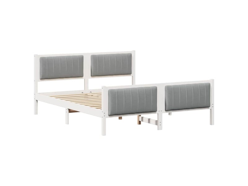 Lit double- lit adulte - cadre de lit avec tête de lit blanc et gris clair 150 x 200 cm - Conforama A