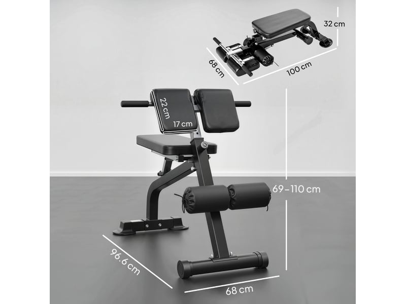  Banc de musculation réglable 96,6x68x110 cm cadre en métal noir  - Conforama E