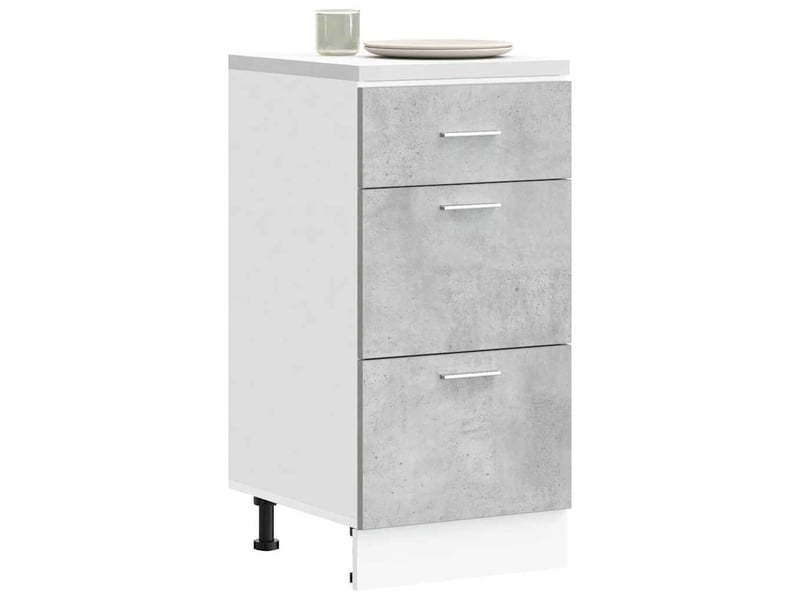 Meuble de rangement, meuble bas de cuisine gris béton 40x46x81,5cm bois d'ingénierie - Conforama C