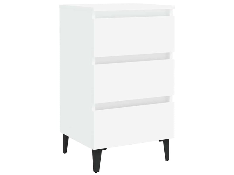  Table de chevet - cabinet de chevet - table de nuit avec pieds en métal blanc 40x35x69 cm  - Conforama A