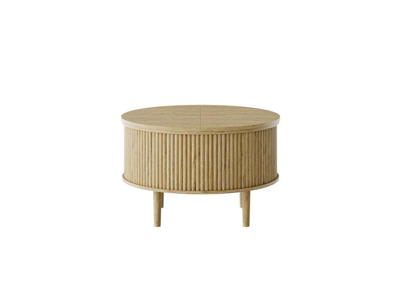 Table basse ronde réglable bois naturel, plateau coulissant, hauteur ajustable, 80 × 80 × 50 cm - Conforama A