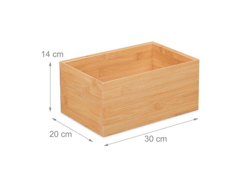  Boîte de rangement empilable design moderne 14 x 30 x 20 cm en bambou naturel 13_0012729  - Conforama B