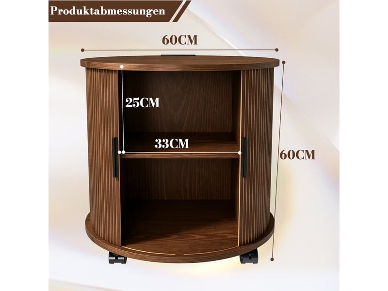  Table de chevet avec rangement et station de charge, porte coulissante, pour chambre en mdf noyer foncé 60 × 60 × 60 cm  - Conforama C