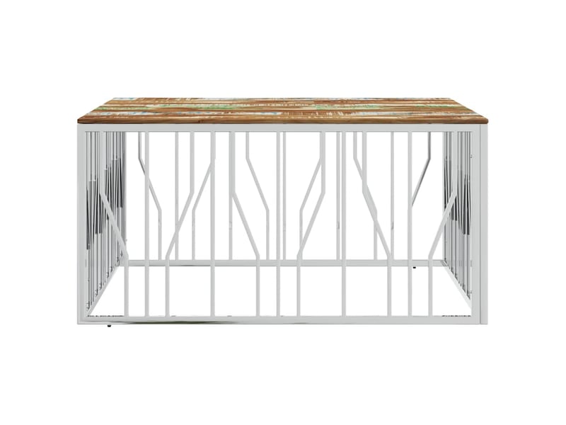  Table basse - table de salon - table à thé argenté acier inoxydablebois massif récupération  - Conforama C