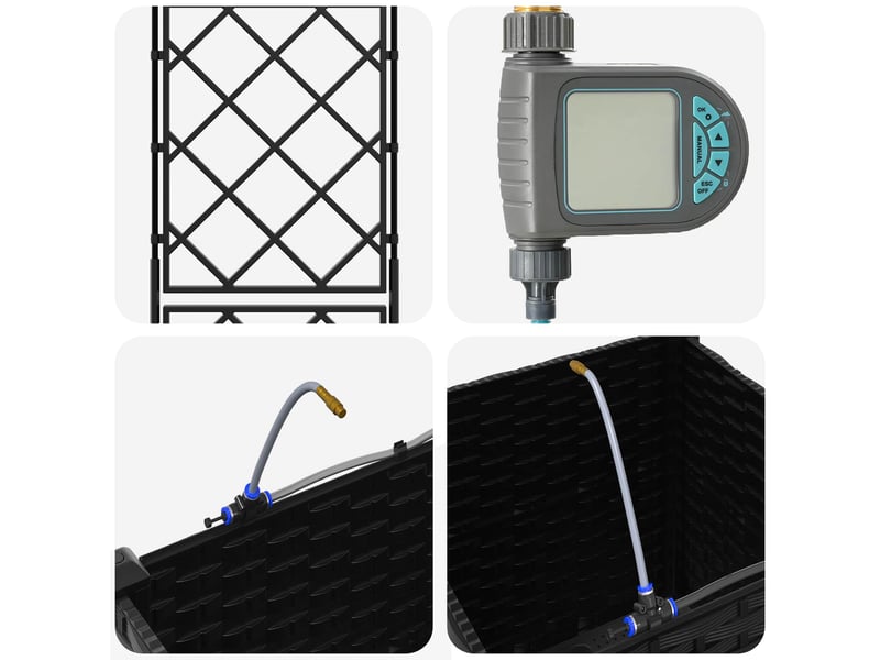 Jardinière - porte-plante de jardin avec irrigation et roues noir pp - Conforama E