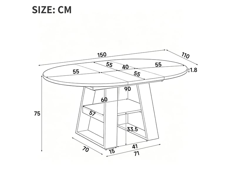  Table extensible ronde en mdf bois clair, 4 à 6 places, 110150 × 110 cm, rangement intégré, style scandinave  - Conforama C