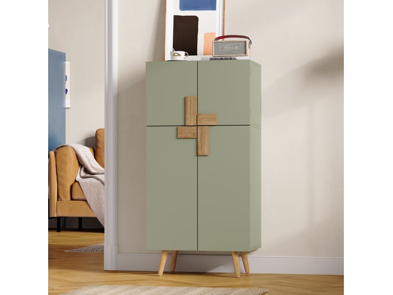  Armoire de cuisine 60x35x120 cm à 4 portes coloris vert  - Conforama B