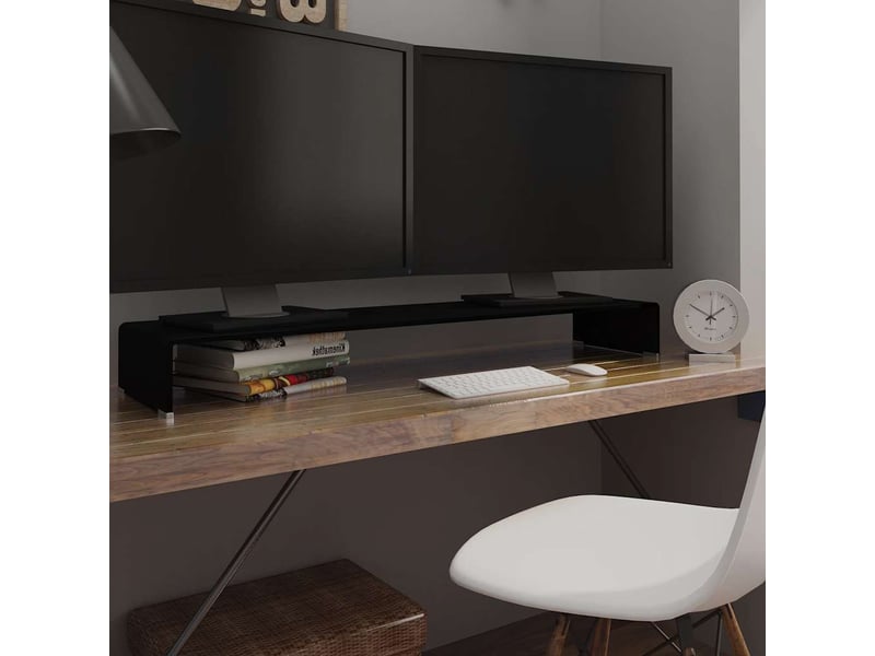 Meuble tv - banc tv - meuble de rangementsupport pour moniteur 120x30x13 cm verre noir  - Conforama B