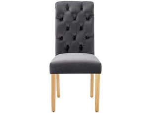 Chaises de salle à manger lot de 4 à dossier capitonné  - pieds en chêne, velours - gris
