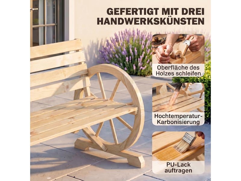  Banc de jardin 2 places en bois de sapin massif marron foncé 105,5 x 56 x 79 cm  - Conforama E