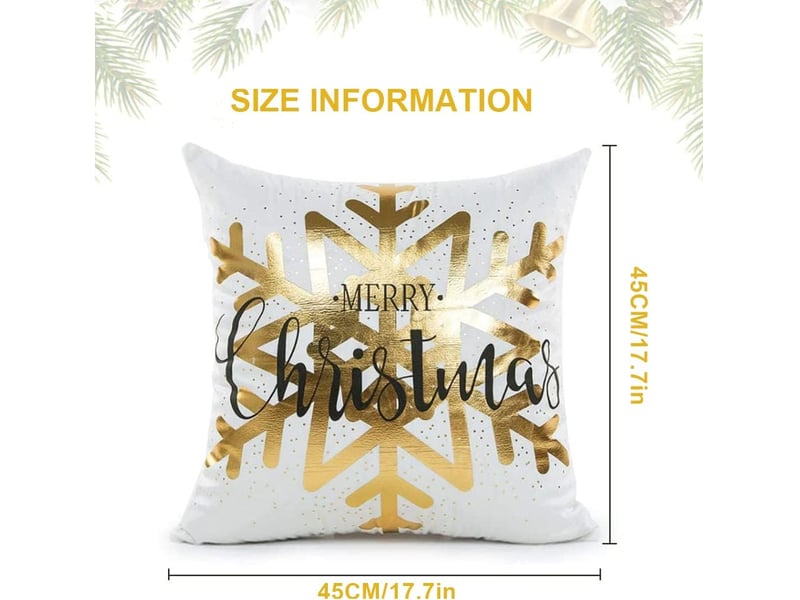  Housses de coussin de noël, 4 pièces, taies d'oreiller décoratives pour canapé, décoration de noël, 45 x 45 cm, jaune  - Conforama C