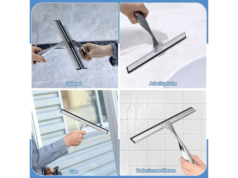  Essuie-glace de douche en acier inoxydable 1 pièce, 35 cm, support inclus, pour porte de douche, miroir, vitre  - Conforama D