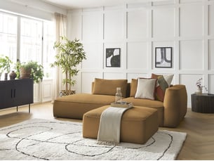 Canapé droit fixe BOBOCHIC LEOPOLD 4 places Velours jaune