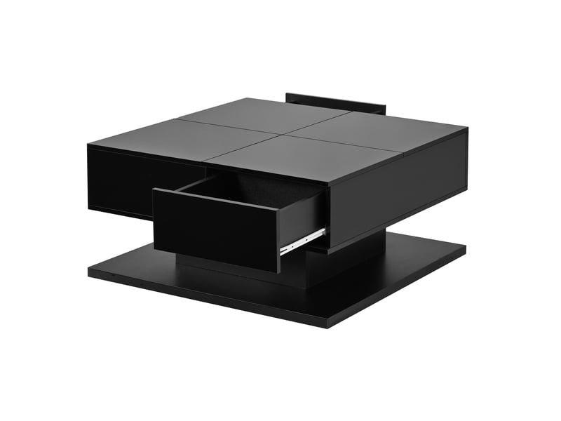 Table basse relevable avec led et rangement 72x72x35 cm noire - Conforama R