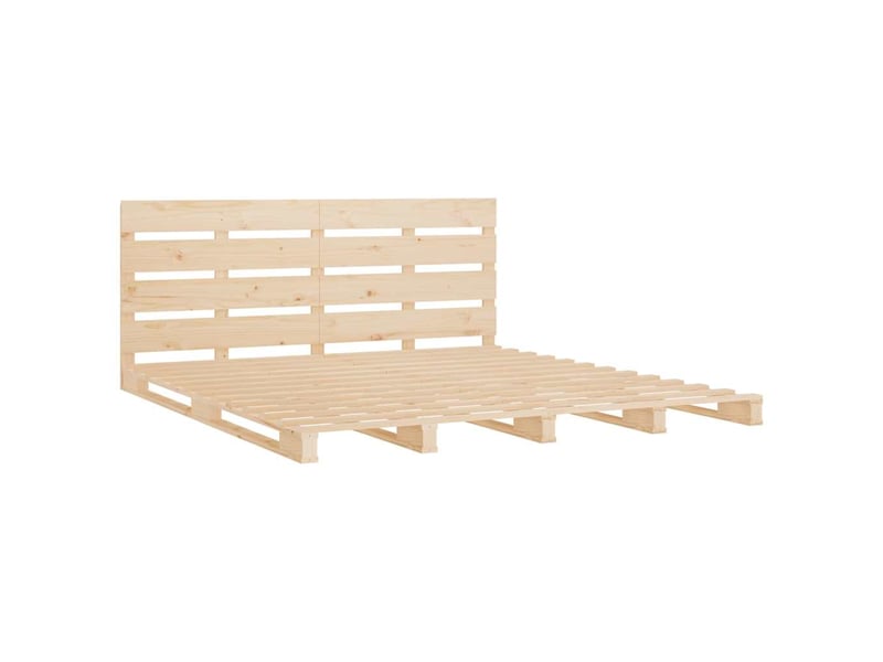 Lit double- lit adulte -  cadre de lit sans matelas 200x200 cm bois massif de pin  - Conforama D