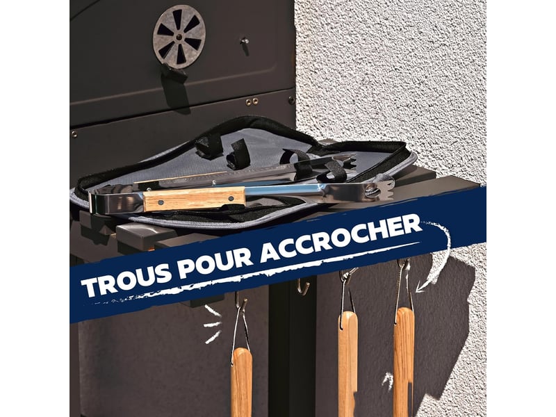  Ensemble d'ustensiles de barbecue essentiels en acier inox et bois – lot de 4 pièces  - Conforama E